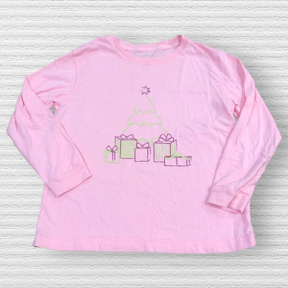 Mustard & Ketchup Kids Med Christmas Tee Tree Presents Pink